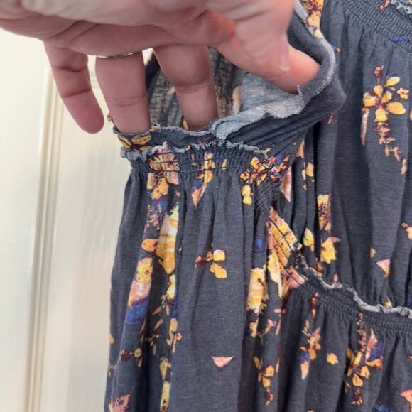 We The Free Women’s Woven Floral Print Off The Shoulder Blouse Navy Size M Boho - Picture 3 of 7